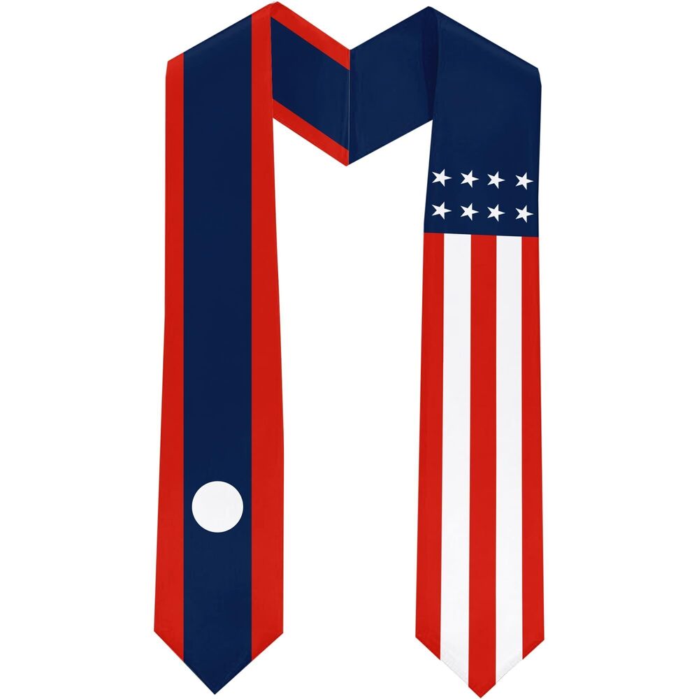 8972 Laos Flag International Students Graduation Sash Stole Scarves 180 X